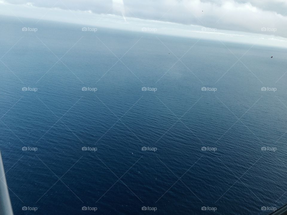The Pacific Ocean. Taken from a plane, traveling from The Big Island, Hawaii to Maui, Hawaii. 