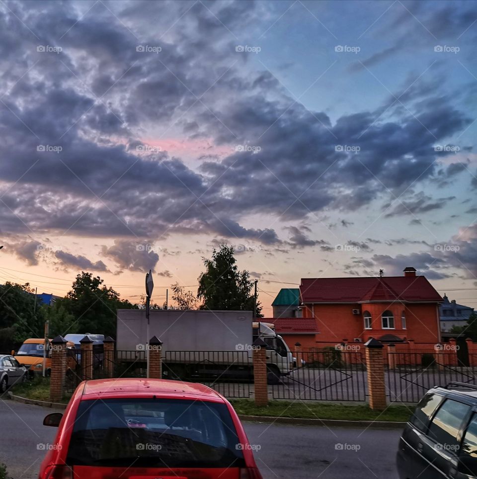 Sunset sky mood clouds moody nature greens wild outdoor outside joy happy car