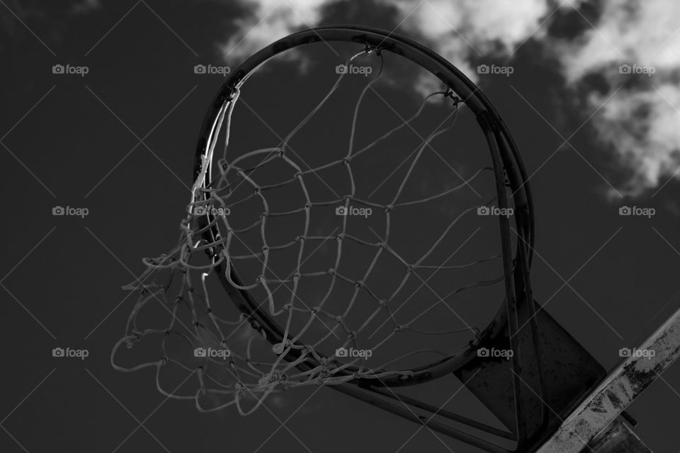 Monochromatic Basketball Net, Sports Photography 