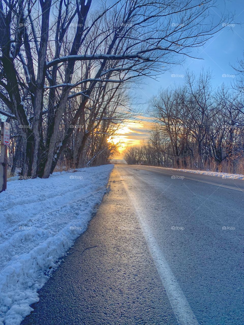 Wintertime Sunset Road