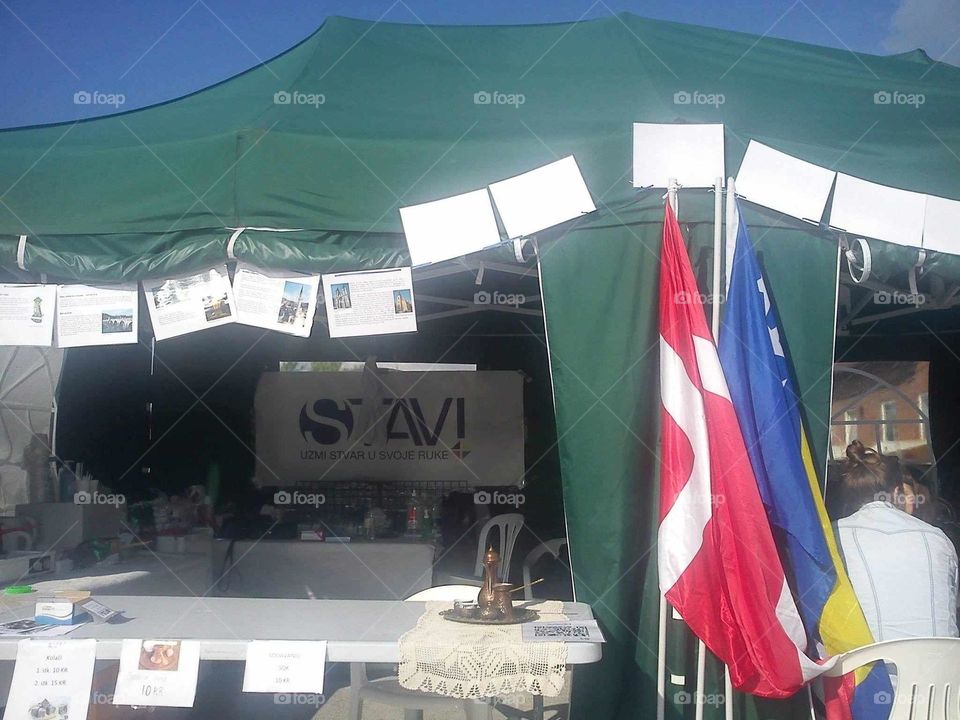 Danish and Bosnian flags together