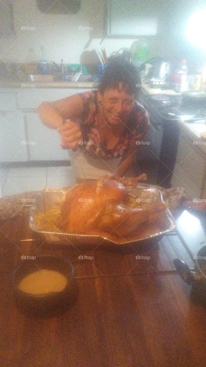 Having turkey for dinner was cool with my mother in law Michelle she came down to California from Washington State