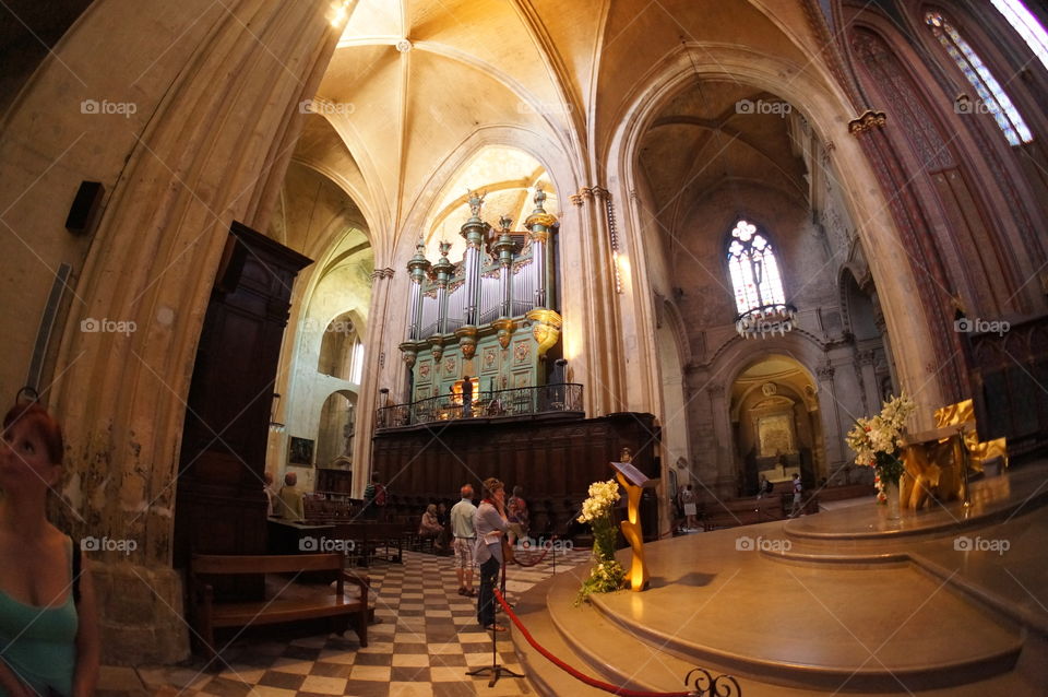 Lights and shadows inside a medieval church