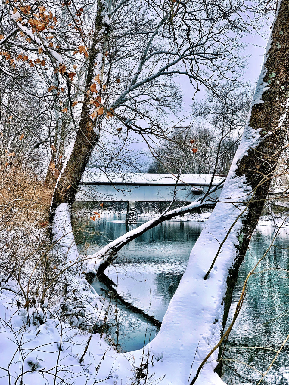 Winter covered bridge views in Indiana 