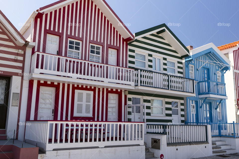 Striped fishing houses, Costa Nova, Portugal.