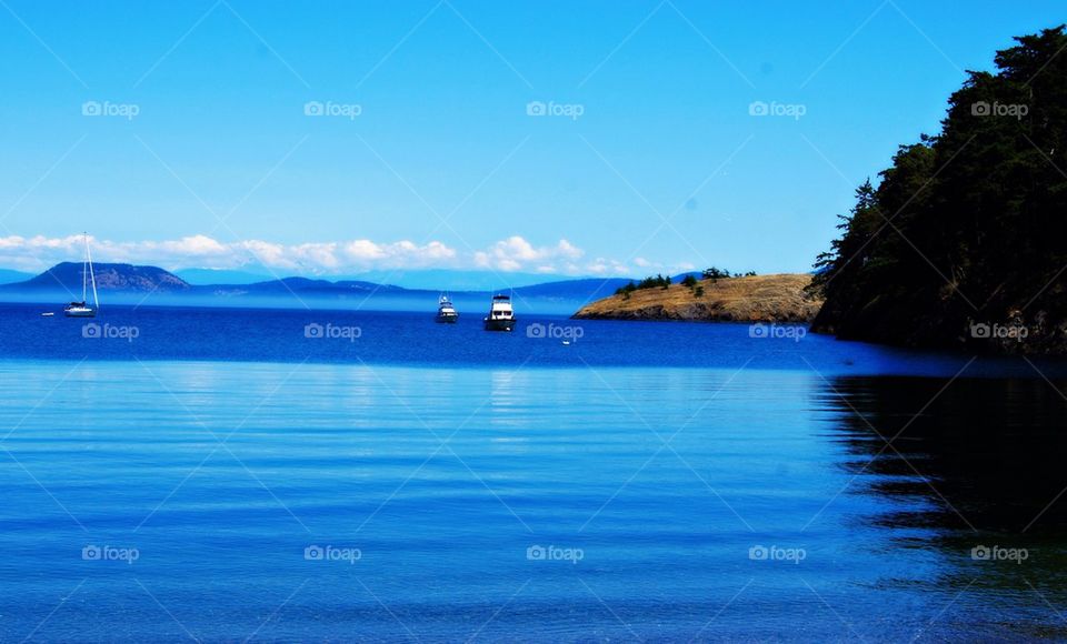 View of boat under sea