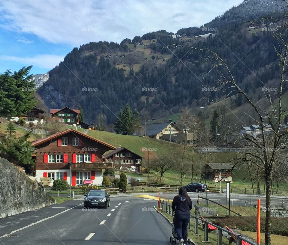 Picturesque green valley in Switzerland 