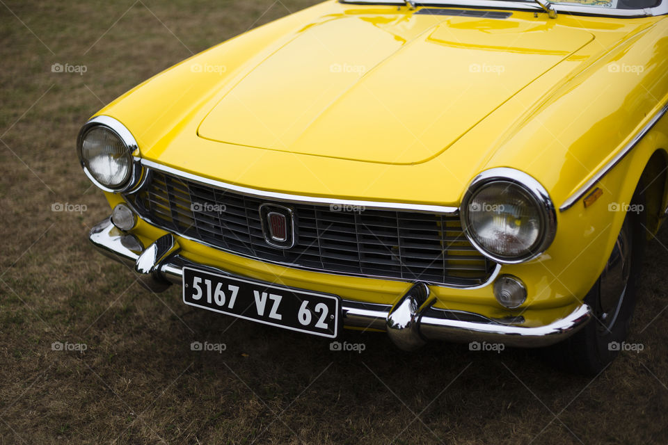 front view of classic vibtage car  Fiat 1500 coupe cabriolet 1965 at Le Touquet France vintage car owner exhibition