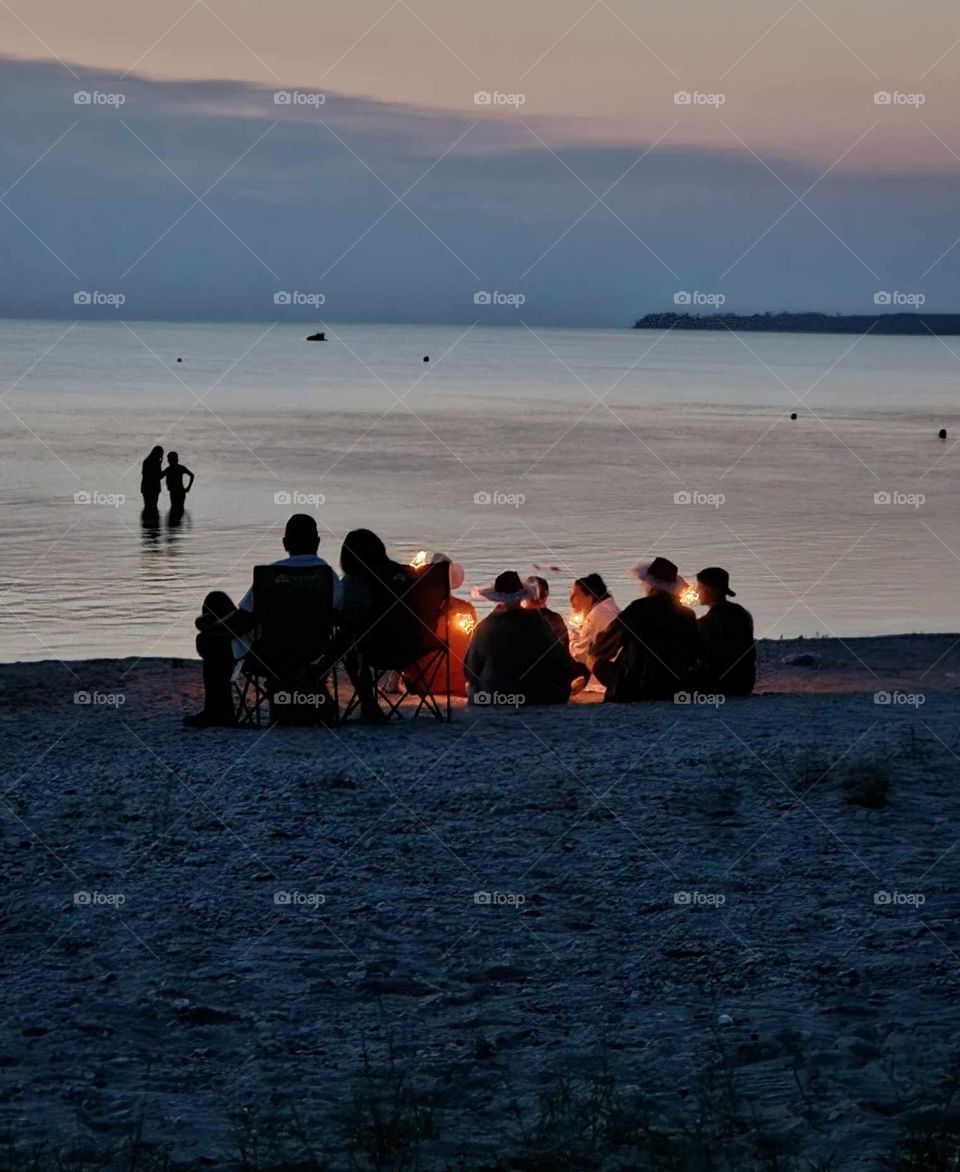evening bonfire on the beach