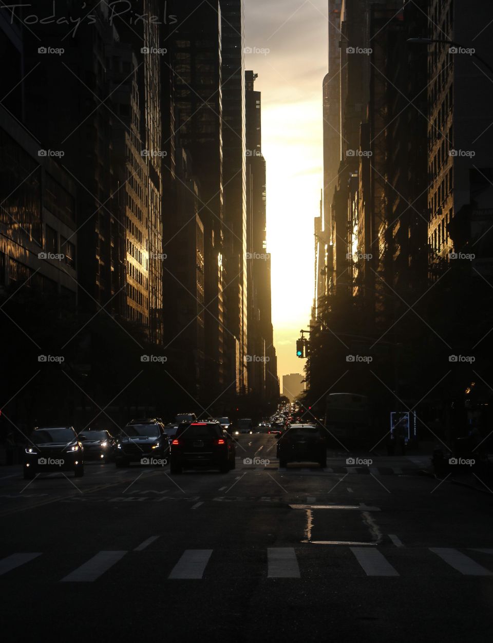 NYC streets. Sunrise 