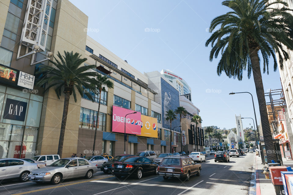 Hollywood CA street traffic life in the city 