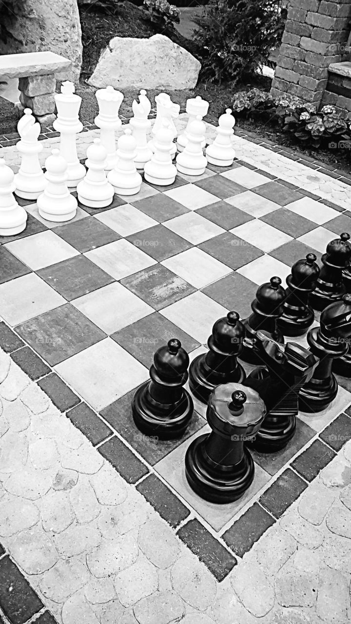outdoor garden chess game landscape