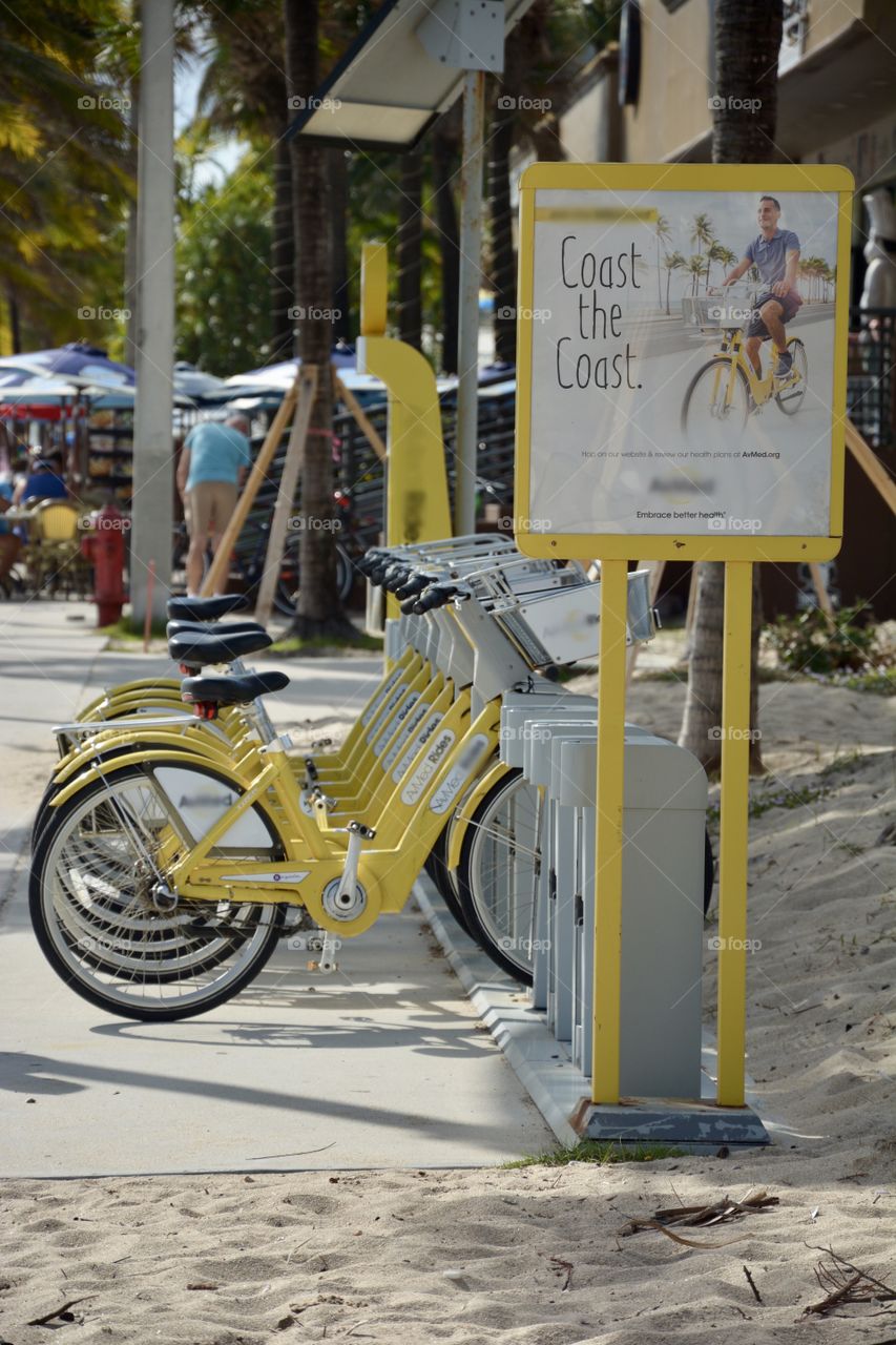 Yellow beach bikes