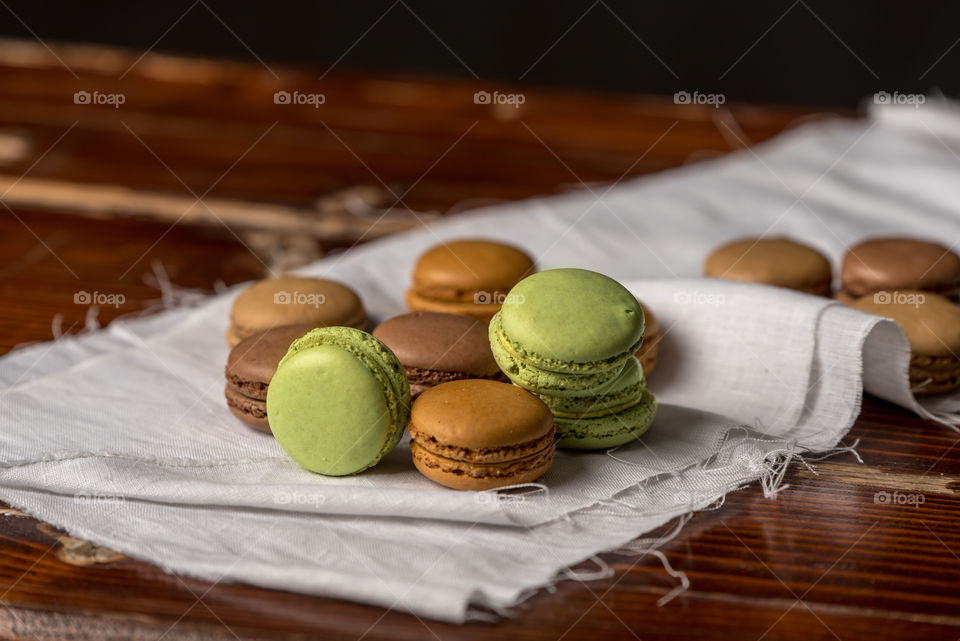 french cookies macaroons in autumn colors