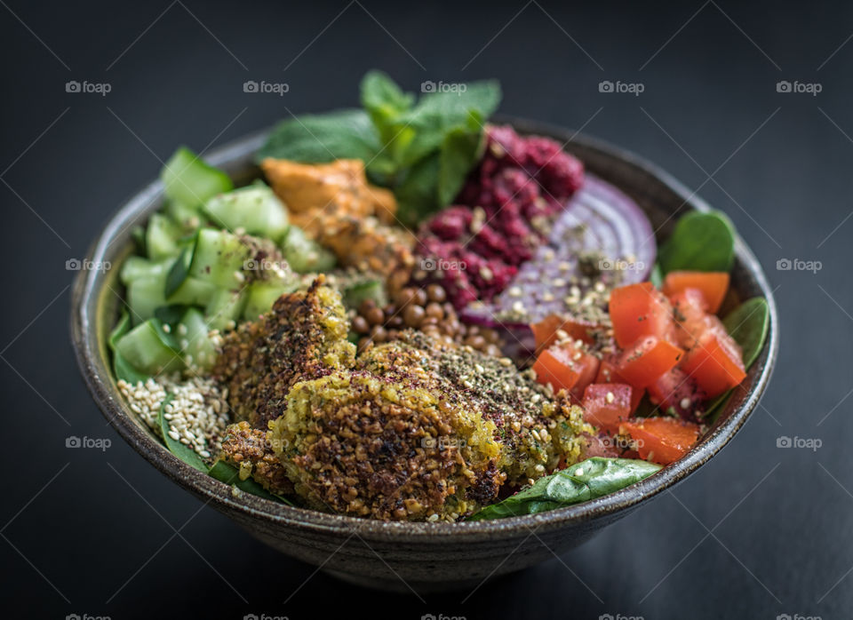 Homemade falafel bowl 