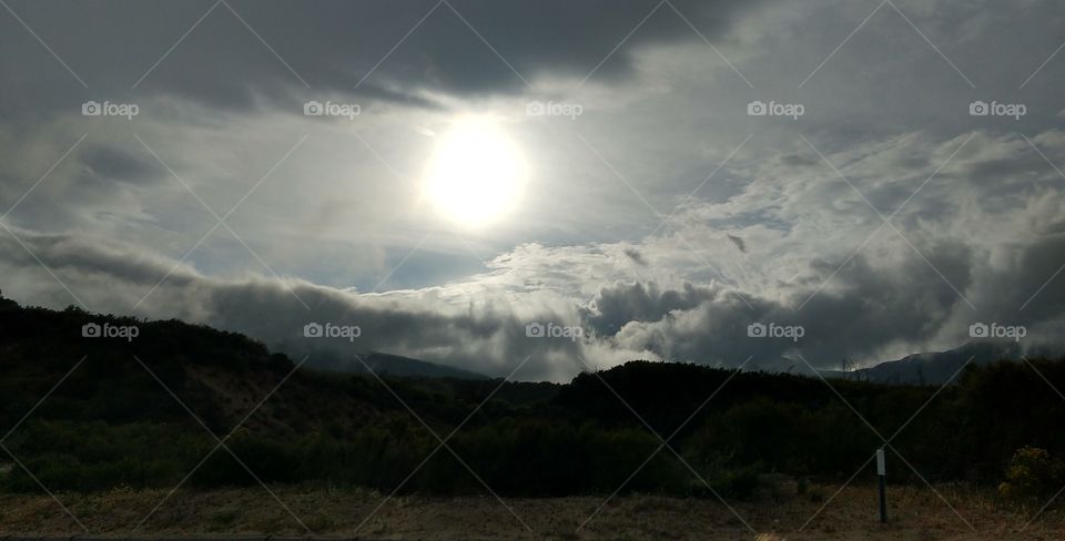 just above the clouds