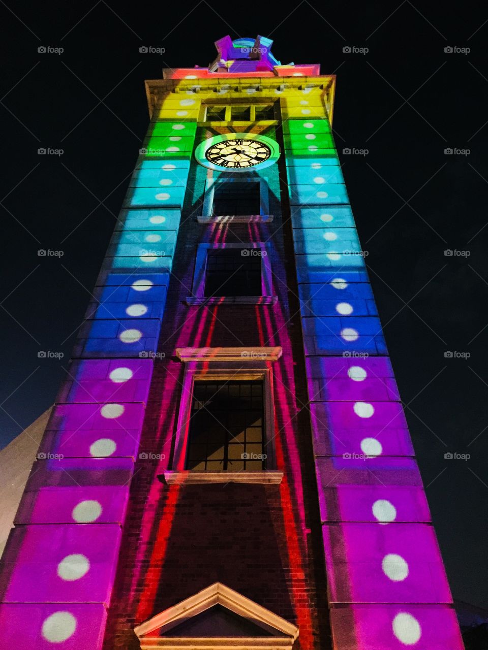 The colorful clock tower in hongkong 