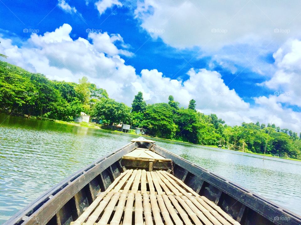 Riverscape or river view from a boat 