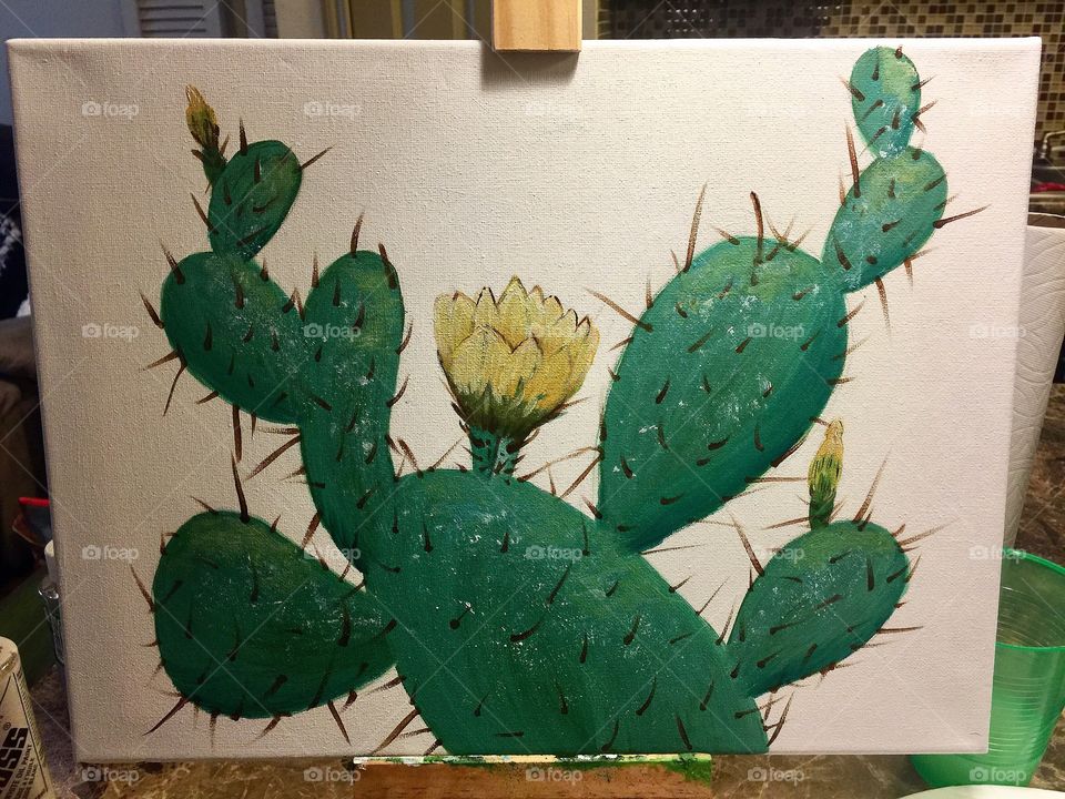Cactus oil painting 