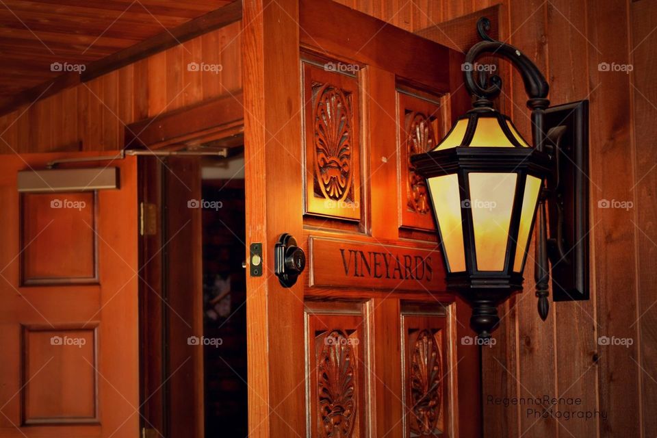 Vineyard entrance with lantern 