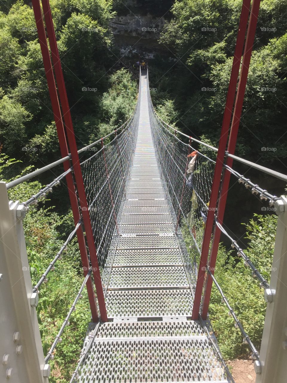 Tibetan bridge on Garda Lake Italy 