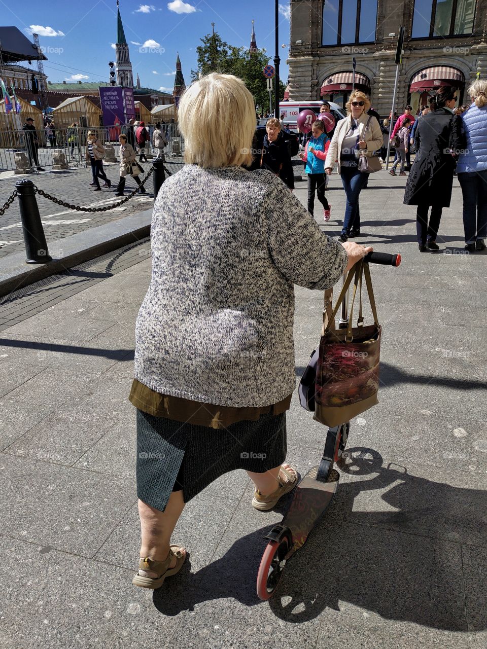 Grandma and her scooter.