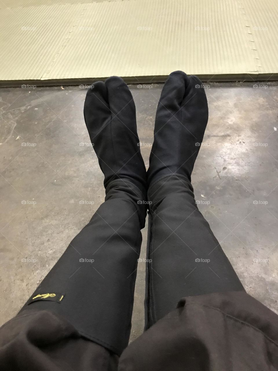 My Japanese tabi and kyahan. They are worn together for martial arts training at the dojo.