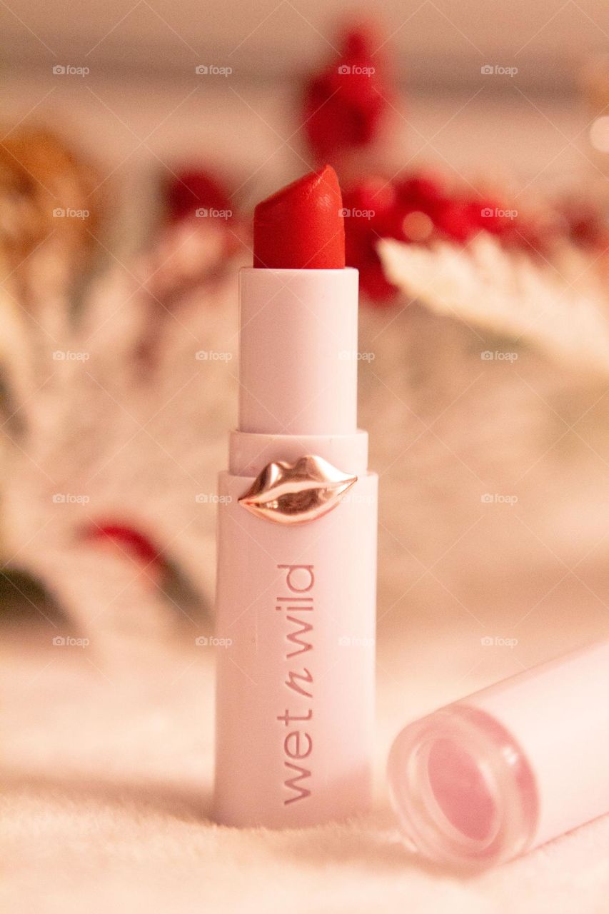 Pretty classy red lipstick chapstick makeup winter wonderland 