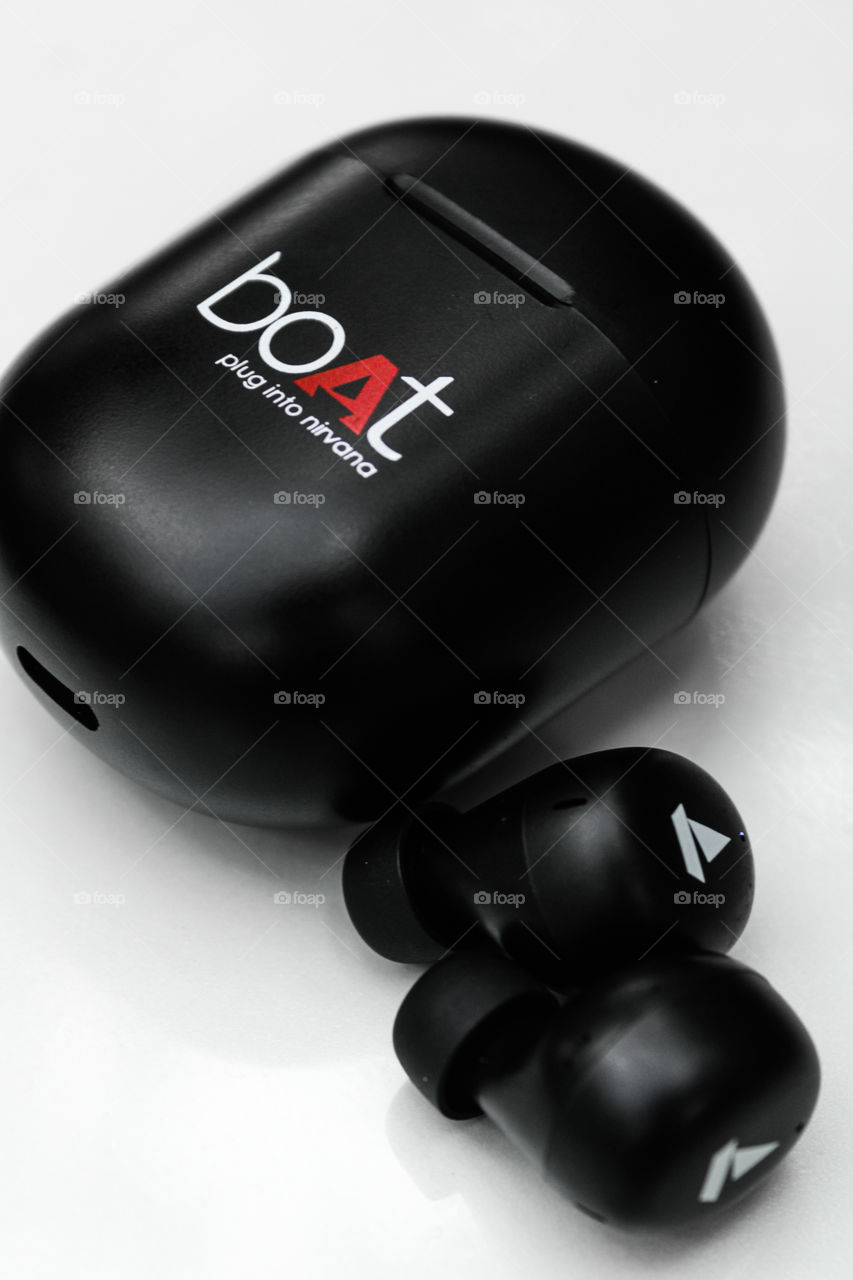 Black colour boat headset with with background