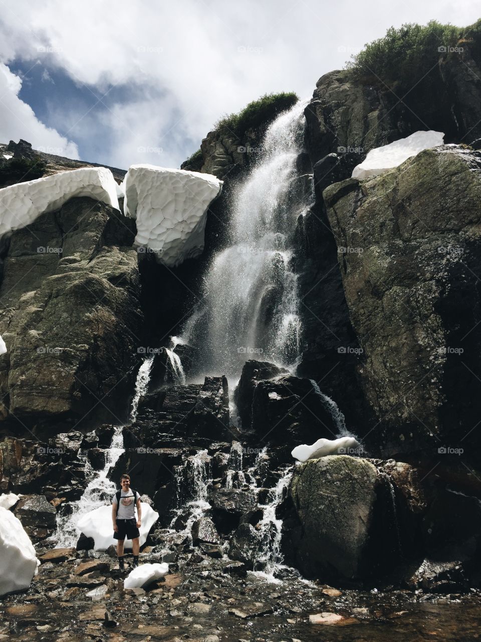 Scenic view of waterfall