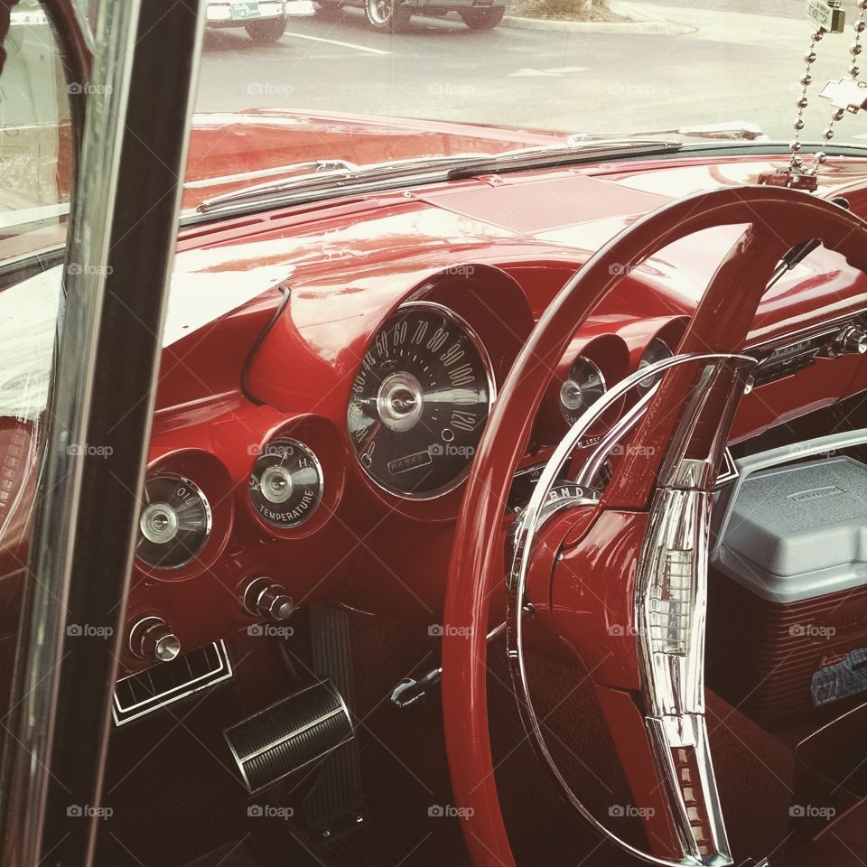 cherry red. the gauges are beautiful