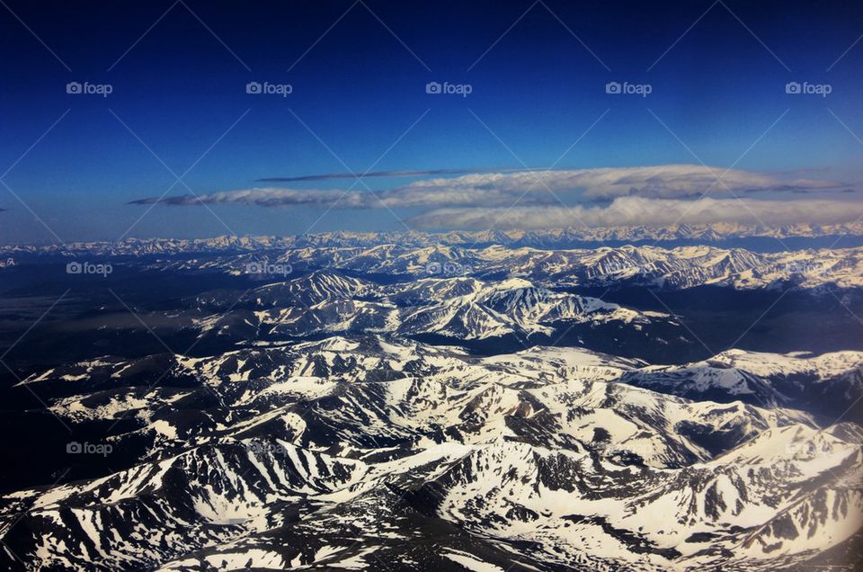 Aerial view of snowcapped mountains