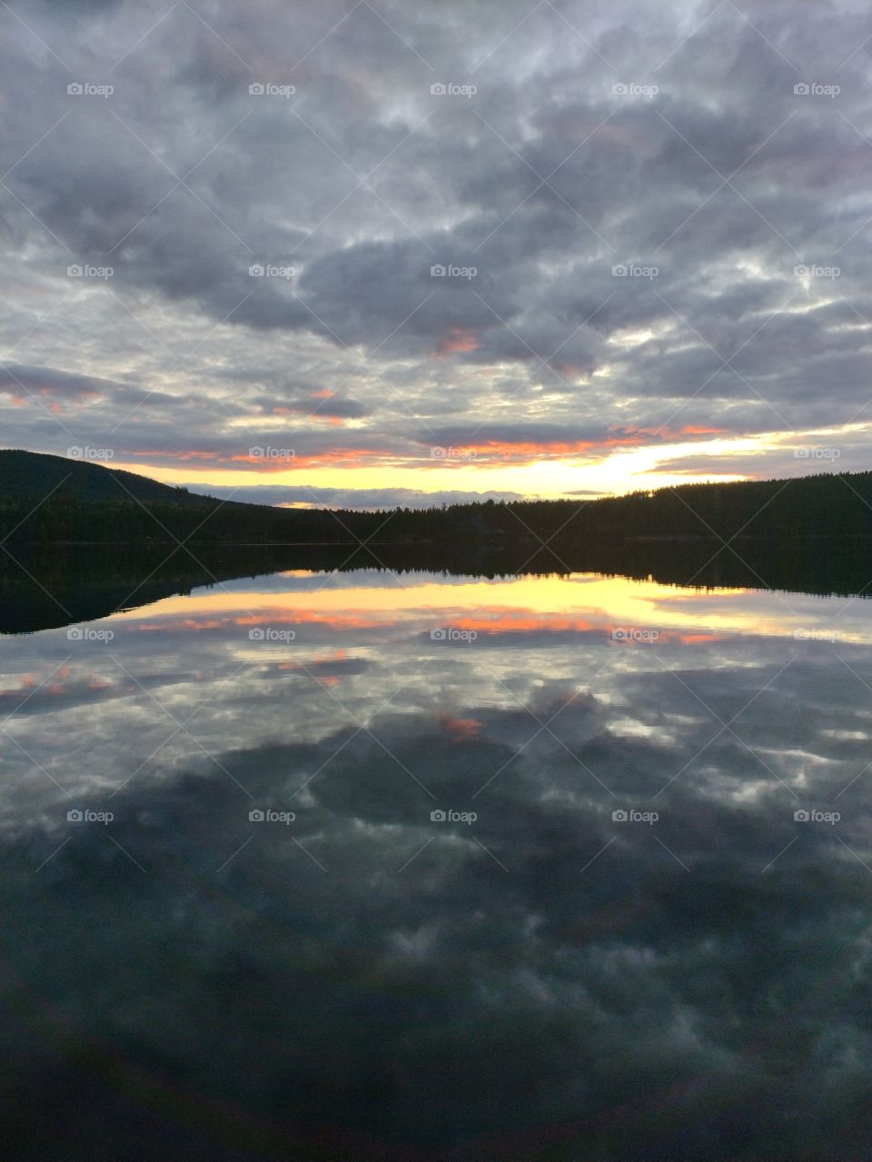 lake and sunset reflection