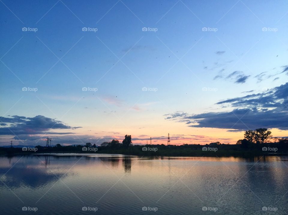 Sunset over a lake