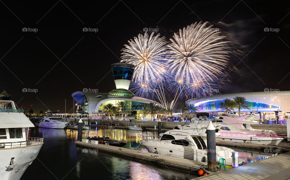 Fireworks in Yas Marina in Abu Dhabi