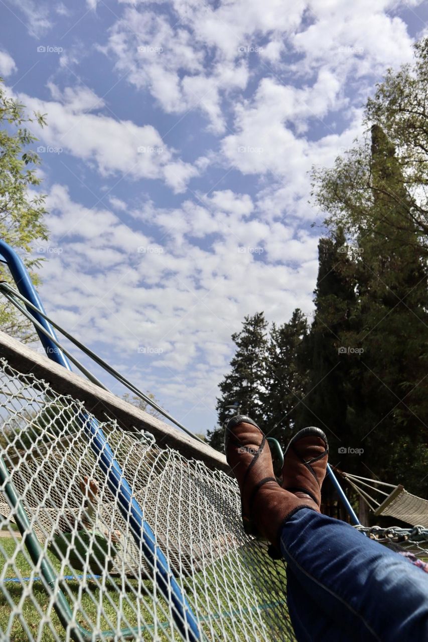 Resting on an hammock on a sunny day