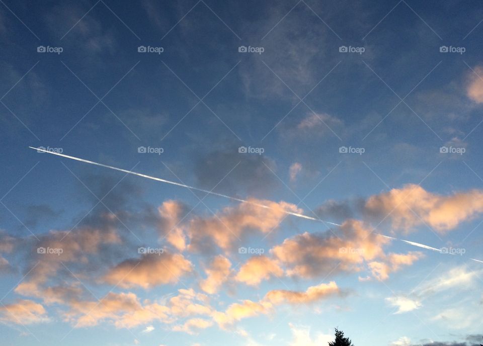 Sunset reflection in the clouds 