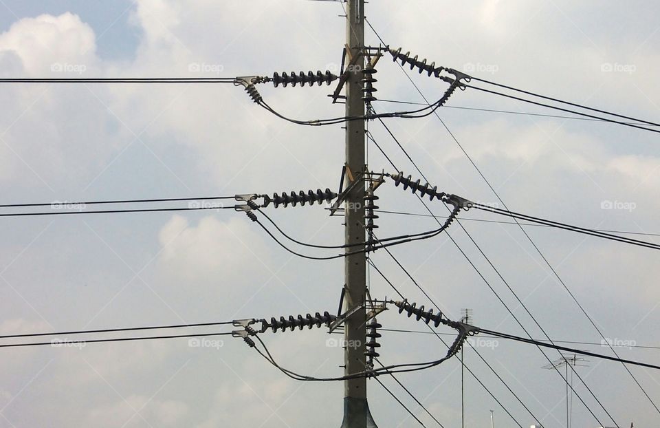 Electric  pole,power transmission pole with wires