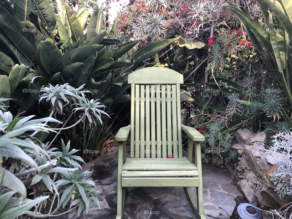 Chair sitting in a tranquil spot in the garden
