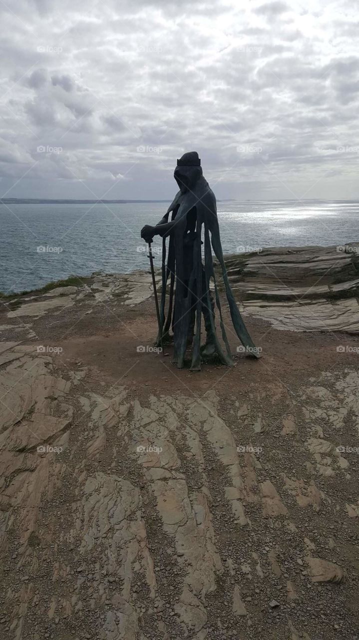 Statue of King Arthur at Tintagel, Cornwall