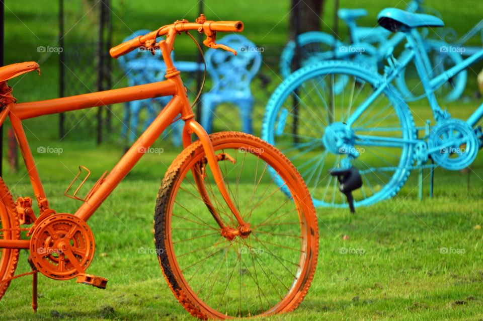 colored bicycles