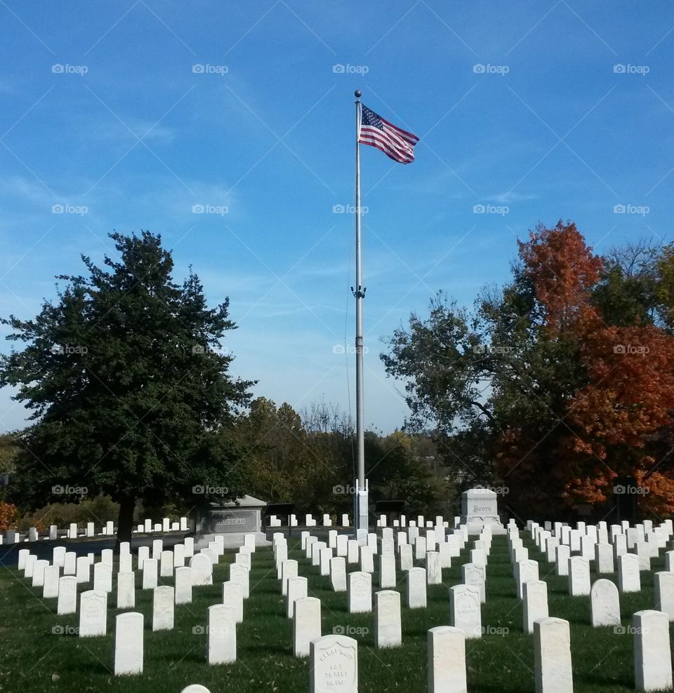 American Flag Over The Union Soldiers