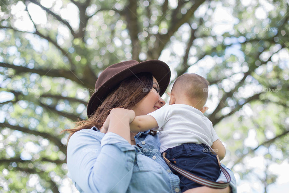 Mother & son in summer 