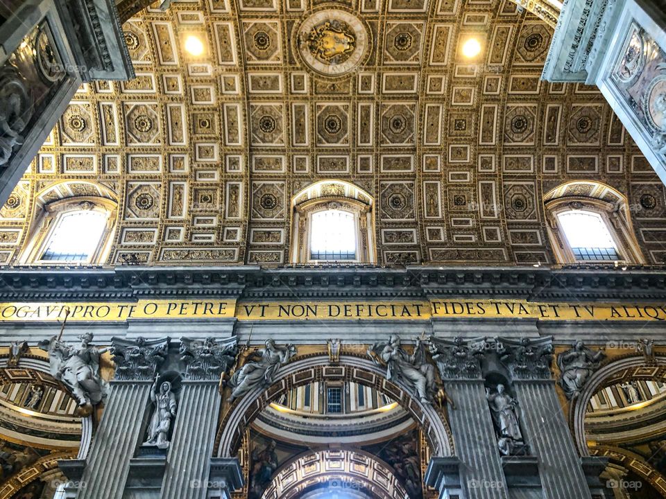 square and rectangular shapes of the ceiling in the of Saint Peter’s Basilica in the Vatican