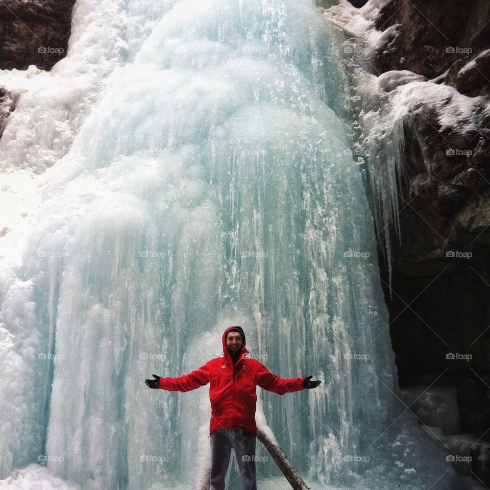 Under the frozen waterfall