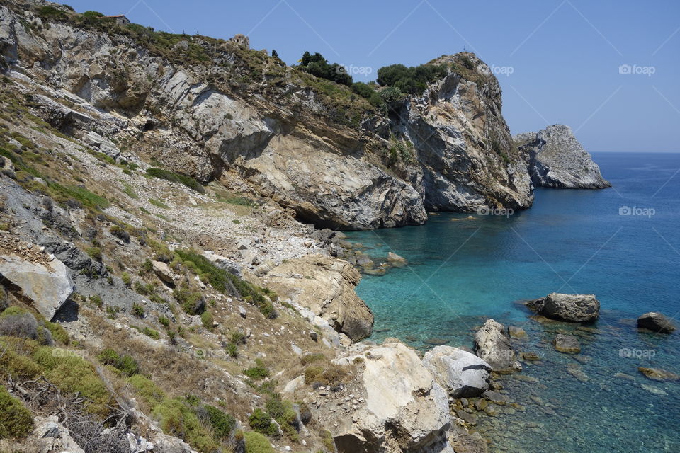 Rock formation in sea