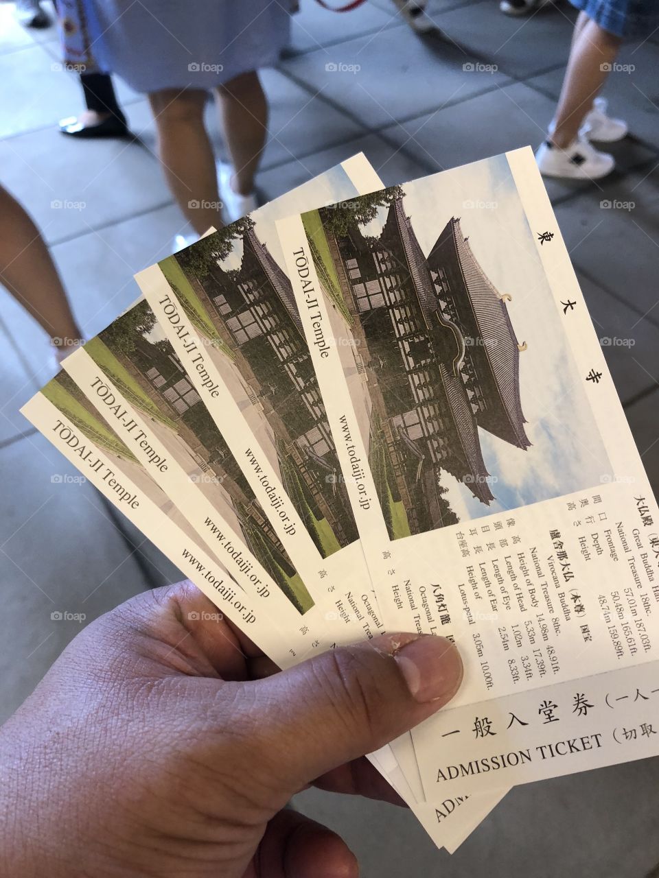 Japanese entrance tickets for the Temple 