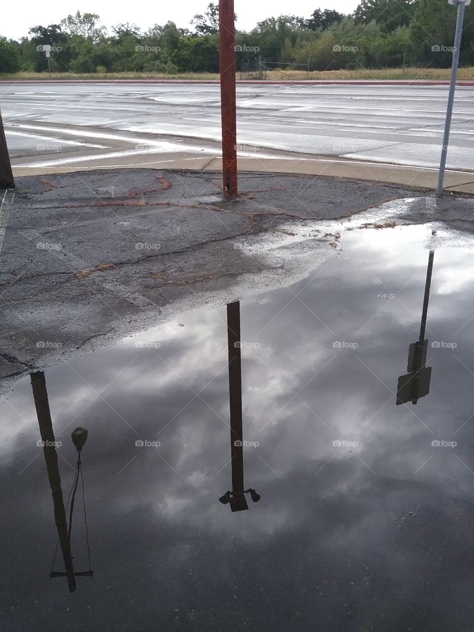 reflection off puddle after rain ca