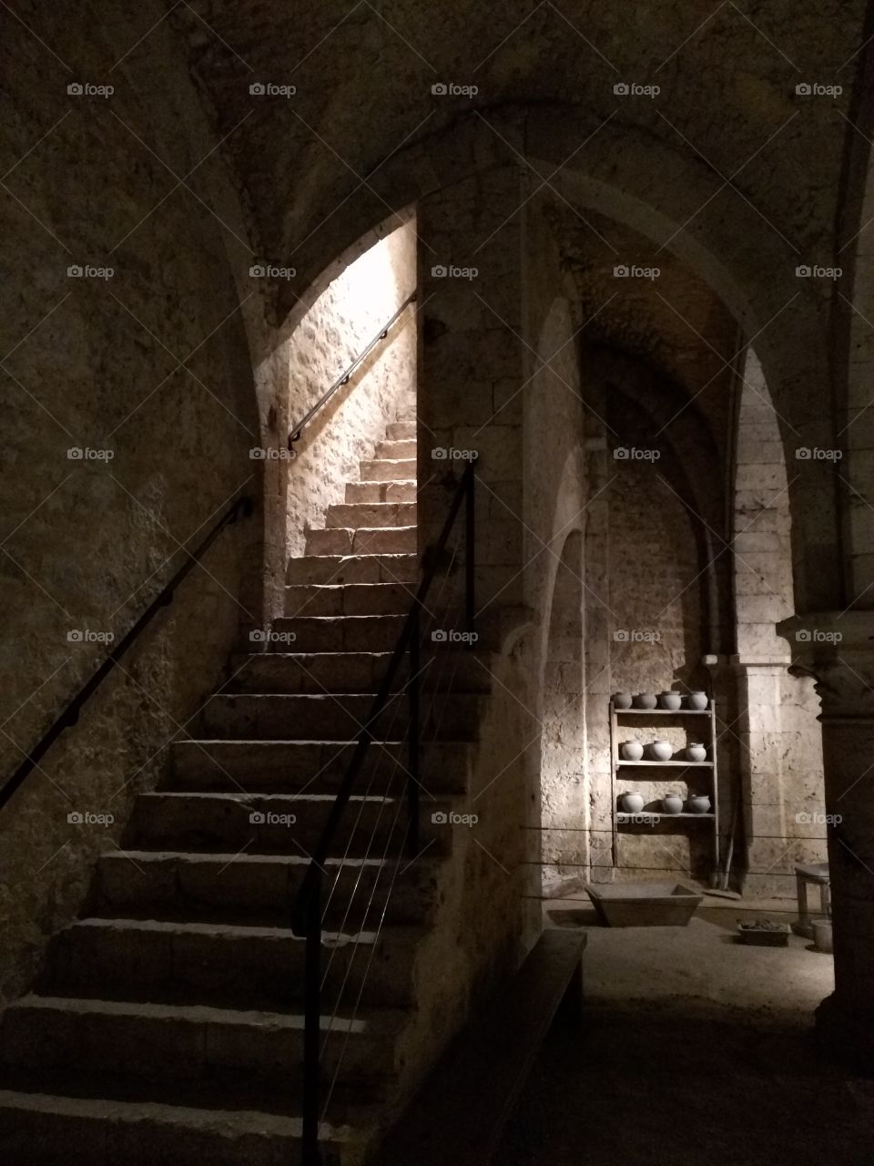 Stairs at medieval house dated from 12th century, France