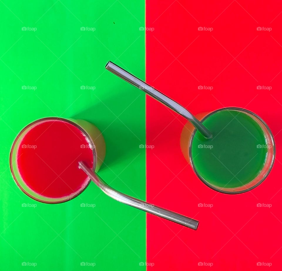 Green and red colours,match each other.